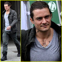 Orlando Bloom Sports Neck Tattoos for 'Unlocked' Filming